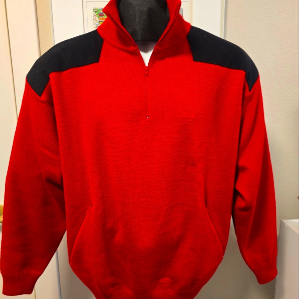 Marmot Red Wool Zip Up Sweater